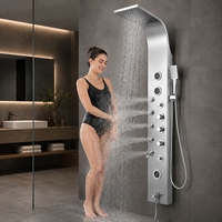 Panneau de douche multifonction en acier inoxydable avec affichage LED, jets latéraux pluie et cascade, douchette à main pour spa domestique et salle de bain