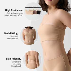 SK1231 Women's Butter <strong>Bra</strong> Strapless One Piece High Elastic <strong>No</strong> Padded Slim <strong>Bra</strong> - Product Image 4