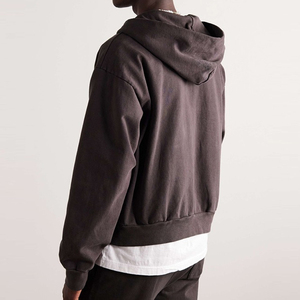 Boxy Zip up Y2k Men Hoodie Distressed Organic Cotton Pullover Full Zip Hoodie Custom 500 Gsm Heavyweight Zip Hoodie Manufacturer - Product Image 3