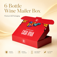 Boîte à vin en carton ondulé écologique pour 6 bouteilles, logo personnalisé, emballage cadeau pliable pour vin rouge, OEM ODM