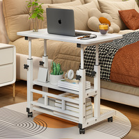 Table basse mobile moderne et réglable, en bois avec cadre en fer, pliable, pour utilisation en dortoir