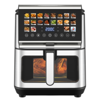 Friteuse à air intelligente 9L OEM ODM avec fenêtre de visualisation, en acier inoxydable, numérique, vente directe usine, marque personnalisée, friteuse électrique