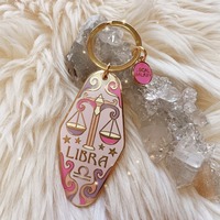 Porte-clés mousqueton émaillé Zodiaque, style motel rétro années 70, breloques métalliques astrologiques vintage personnalisées, fait main, écologique, pour la mode