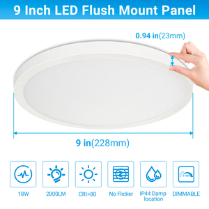 Lámpara <span class=keywords><strong>de</strong></span> <span class=keywords><strong>Techo</strong></span> LED Redonda Ultrafina <span class=keywords><strong>de</strong></span> 9 Pulgadas y 18W, 5CCT, Luz <span class=keywords><strong>de</strong></span> <span class=keywords><strong>Techo</strong></span> LED Regulable - Product Image 2