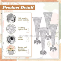 Support de vase en métal moderne avec cristaux, en forme de trompette, pour centres de table, mariages, Noël, fêtes, banquets et célébrations
