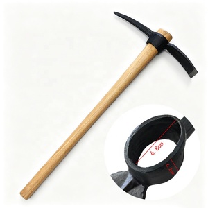 High Quality Outdoor Farming Tool P406 Rail Steel Pickaxe Wooden Handle Digging Tree Roots - Product Image 2