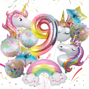 11 pièces ensemble de ballons licorne ronds en feuille avec étoile arc-en-ciel et ballon en aluminium dégradé arc-en-ciel de 40 pouces pour fille licorne - Product Image 1