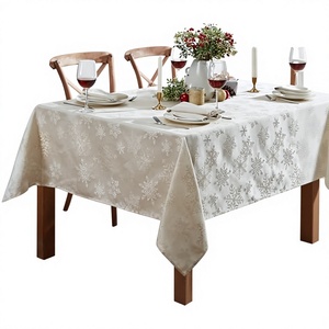 Newbridge Elegant Metallic Woven Christmas Snowflake <b>Tablecloth</b> Wrinkle Resistant Fabric Design Banquet Use 40x60cm <b>Square</b> - Product Image 2