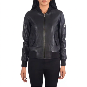 Blouson Bomber Unisexe en PU Style Moto avec Fermeture Éclair, Couleur Unie, Col Rabattu, Coupe Classique, Idéal pour l'Automne - Product Image 1