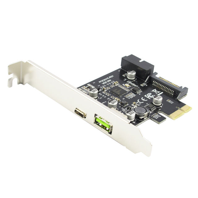 Super Speed PCI-E to USB 3.0 with 2 USB Ports PCI Express Expansion Card 19-Pin Power Connector Support PCIE 1X 4X 8X 16X
