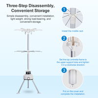 Séchoir à linge électrique pliable portable avec tambour rotatif à 360 degrés, machine de séchage rapide pour la lessive domestique, des vêtements de bébé et d'enfants