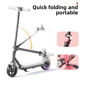 65-inch Two-Wheel Electronic Outdoor <b>Scooter</b> for Children; Portable Foldable Design Steel Frame PVC Wheels 12km/h ES601 Compact - Product Image 5