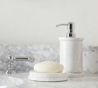 Ensemble de huit pièces Stonekocc en marbre naturel Monique Lhuillier, écologique, de luxe, personnalisé, fait main, en stock, pour hôtel, maison, salle de bain
