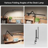 Escritorio LED Contemporáneo de Metal Plegable con Control Táctil, Temperatura de Color y Brillo Ajustables para Estudiantes, Lectura, Oficinas y PC