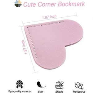 Marque-pages en cuir PU personnalisés en forme de cœur pour promotions avec logo, adorables marque-pages d'angle de page, accessoires de lecture, marque-pages en PU en gros - Product Image 4