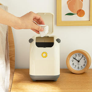 Elegante mini bote de basura blanco de escritorio con tapa abatible para uso en el hogar u oficina, contenedor de residuos rectangular para interiores. - Product Image 5