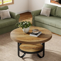 Ensemble de table basse vintage minimaliste en fer forgé et bois massif de style américain avec design personnalisable pour salon et maison d'hôtes