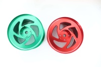 Jante de voiture RC en aluminium anodisé rouge et vert usinée sur mesure par CNC, moyeu de roue en alliage creux à 5 branches pour voiture télécommandée