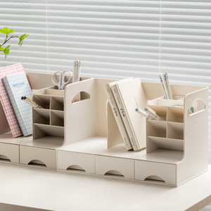Lihe 965 Desktop Organizer Bookend Pen Holder Rectangle Multi-purpose Standing Type Office Storage Student Desk Organizer - Product Image 2