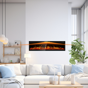 Pansee, <span class=keywords><strong>chimenea</strong></span> eléctrica moderna de lujo de 88 pulgadas, Control remoto inteligente montado en la pared, calor empotrado para hoteles, venta al por mayor - Product Image 2