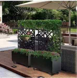 モダンなステンレス製の装飾的な葉っぱの切り抜き模様の植物用スクリーンプランター、屋内/屋外、オフィス、パティオ、バルコニーのプライバシー保護に - Product Image 3