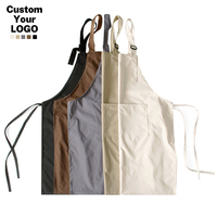 Apron Kerja Anti Air Tahan Minyak Tahan Noda Leher Dapat Disesuaikan Bahan Poliester Dengan Saku Dapur Restoran