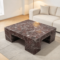 Tables basses modernes en marbre rouge Rosso Levanto, meubles de luxe pour hôtel, salon, ensemble de tables basses, socle bas