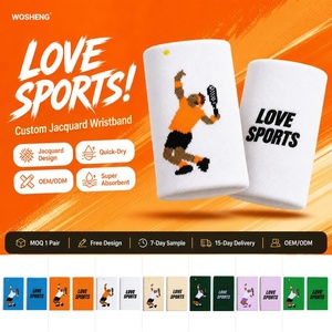 Bracelet de sport OEM personnalisé en coton brodé, absorbant la transpiration, séchage rapide, antibactérien 360 °   Support Articulaire Sportif Unisexe - Product Image 1