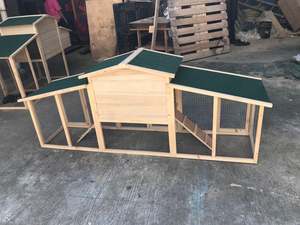 XPT065 Gabbia per Animali di Grandi Dimensioni in Colore Naturale, Trasportino per Animali in Stile Moderno in Legno con Chiusura a Strappo, Forma Quadrata per Polli da Esterno - Product Image 5