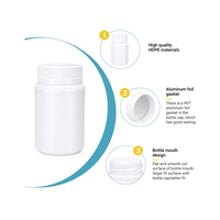Hdpe 100ml Bouteille de médicament 250ml Bouteille en plastique de vitamine Médecine en vrac Capsules de pilules rondes blanches Récipient en plastique avec bouchon à vis