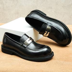 Nouvelles Chaussures Habillées en Cuir à Bout Rond pour Hommes, Style Automne-Hiver, Formelles et Élégantes, à Lacets, Idéales pour Mariages, Confort Pieds Nus - Product Image 1