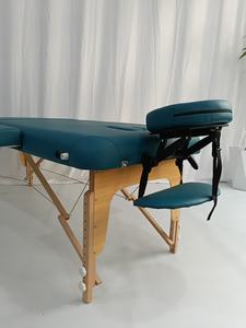 OEM Customize <strong>Teal</strong> Portable Folding Massage Table Adjustable Wooden Frame Spa Bed with Free <strong>Accessories</strong> - Product Image 4