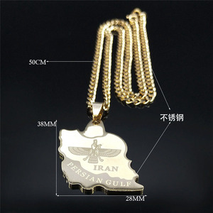 Colares Masculinos com Pingente de Mapa do Irã, Farvahar, Águia Persa Iraniana, Pahlavi, Farohar, em Aço Inoxidável, Joias de Moda, À Prova d'Água - Product Image 6
