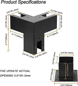 Kit Pergola 3 voies angle droit support d'angle en acier allié pergola supports bottes - Product Image 4