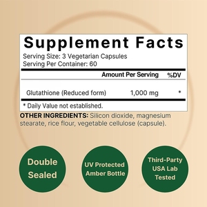 1000mg Reduced Glu-tathione Capsules | Ultra Pure, High Bioavailability Antioxidant for Liver & Skin Health | 180 Vegan Capsules - Product Image 5