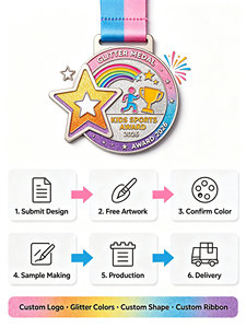 Glitter Enamel Custom <b>Medals</b> Eye-catching Design <b>for</b> <b>Kids</b> and Events Personalized Metal Sport <b>Medals</b> with Colorful Neck Ribbon - Product Image 5