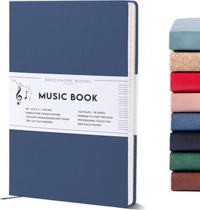 Quaderno Musicale A4 con 156 Pagine, 8.5x11.5 Pollici, Rilegatura a Filo, Copertina in Ecopelle Vegana, Carta 120gsm, per 10 Musicisti - Product Image 2