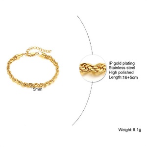 Trendy Vintage <b>Bracelet</b> Stainless Steel Gold Rope Chain <b>Bracelet</b> for Women - Product Image 5