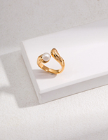 Nouvelle bague réglable rétro blanche en perles artificielles de qualité AAAAA plaquée or avec zircone exquise, accessoires pour femmes MoLin 2025