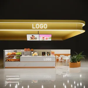 Best Juice Bar Shop Decoration Cake Bread Display Showcase Modern Aluminium Glass Shelves Rack