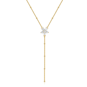 Collier CANNER S925 en argent sterling, pendentif mini en forme de Y, longue chaîne, petite fleur ronde, motif floral - Product Image 6