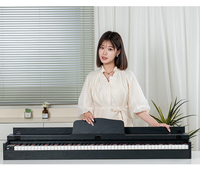 BD MUSIC 886F Electronic Digital Midi Controller Piano Keyboard 88-Key Electric Organ Wooden Hammer Action 1000 Tones Rhythms