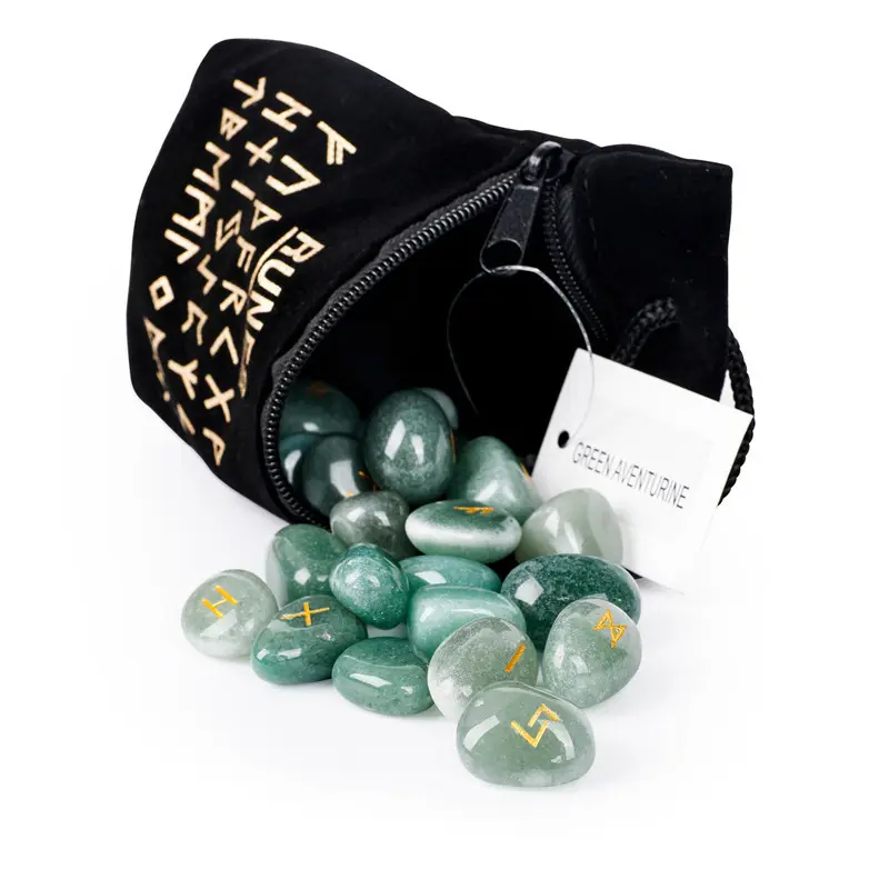 Wholesale Engraved Runes Stone Home Decorations Wicca Divination Healing Runes Crystals Set Love Gemstone Feng Shui 5 Bags 225g