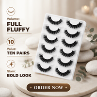 Faux cils volumineux et naturels, 10 paires, bande souple, style œil de chat, 10, 12, 15 mm