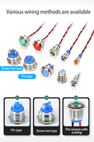 Interrupteurs à bouton-poussoir électriques marche/arrêt en laiton, entièrement éclairés par LED, étanches, à bornes à vis, 2NO/1NO1NC, courant max 10A, niveau IP65