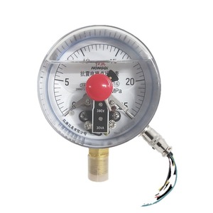 HONGQI เกจวัดแรงดันแบบสัมผัสไฟฟ้า 100MM -0.1-60MPa ความแม่นยำ 1.6 M20*1.5 ทนต่อแรงกระแทก - Product Image 2