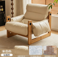 Fauteuil individuel STG en cuir marron, style moderne du milieu du siècle, avec structure en bois massif, pour salon ou hôtel