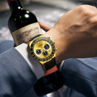 Reloj de Pulsera para Hombre, Estilo Ejecutivo, con Cronógrafo de Cuarzo, Caja de Aleación, Cristal Mineral, Esfera con Indicadores, 43 mm, Resistente al Agua hasta 30 m, Correa de Silicona