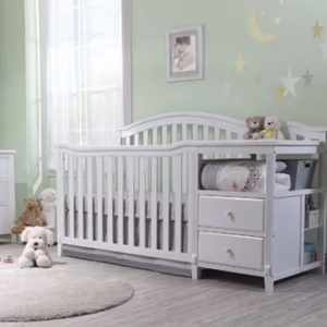 Cuna y cambiador 4 en 1 convertible moderno de madera maciza gris para bebés y niños pequeños, ideal para uso en hoteles - Product Image 3