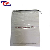 Pochette transparente en LDPE recyclable avec logo personnalisé imprimé en gravure, fermeture à cordon et poignée en corde pour le transport de glaçons